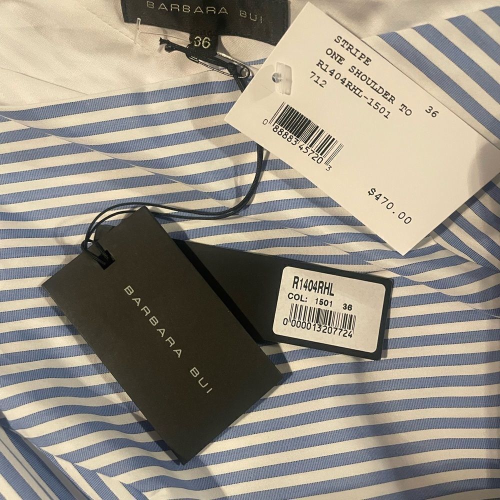 Barbara Bui Blue Striped Blouse - Picture 7 of 7